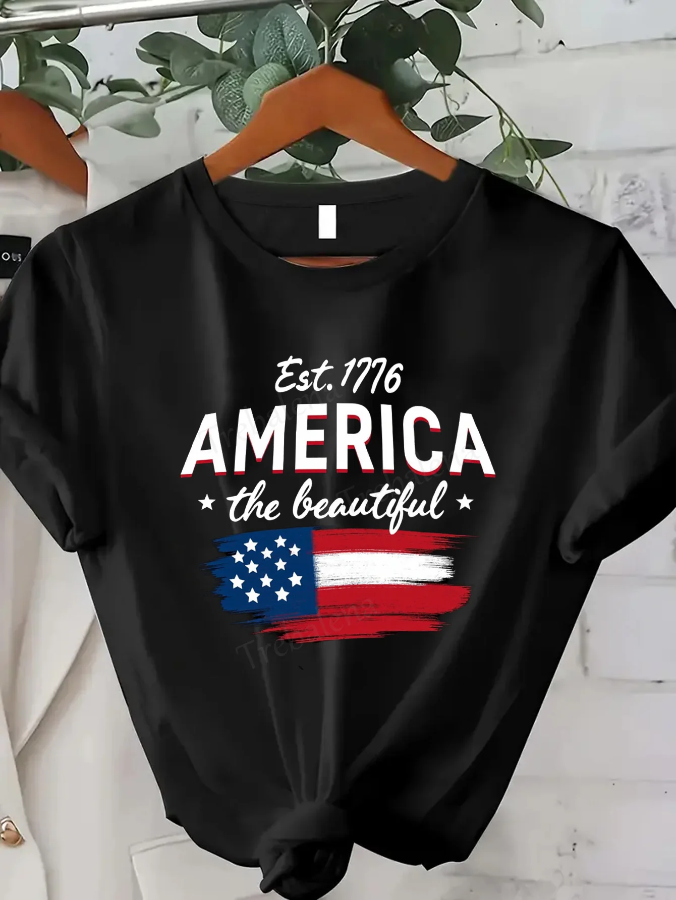 Women T-shirt Patriotic America the Beautiful T-Shirt for Women, 4th of July Style