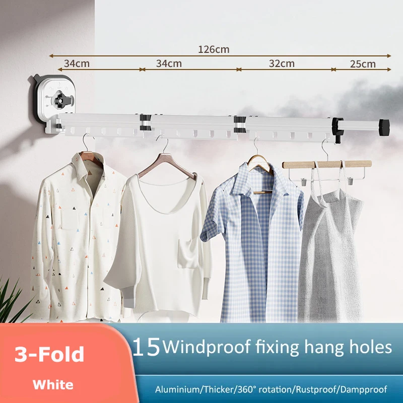 Household Clothing Drying Rack Wall Mount Laundry Drying Rack for Drying Towels Baby Clothes Bras Retractable,Collapsible
