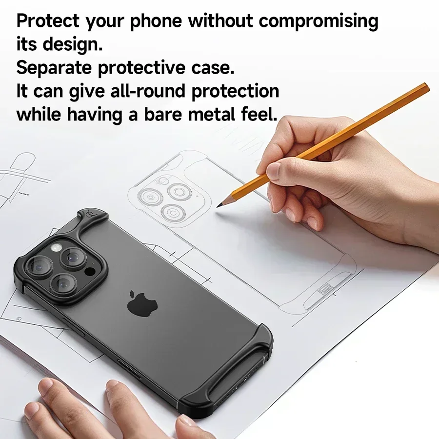 Arc Pulse Aluminum Metal IPhone Case Customize 13 14 15 16Pro Pro Max Plus Magnetic Anti-drop Metal Phone Cover Wear Resistant