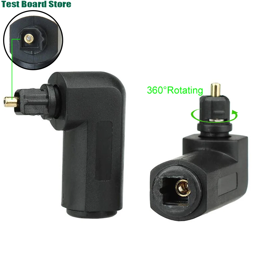 1piece 90 ° Digital Audio Cable Adapter Toslink Male Cable Connector Right Angle 360 ° Rotating Fiber Optic Converter