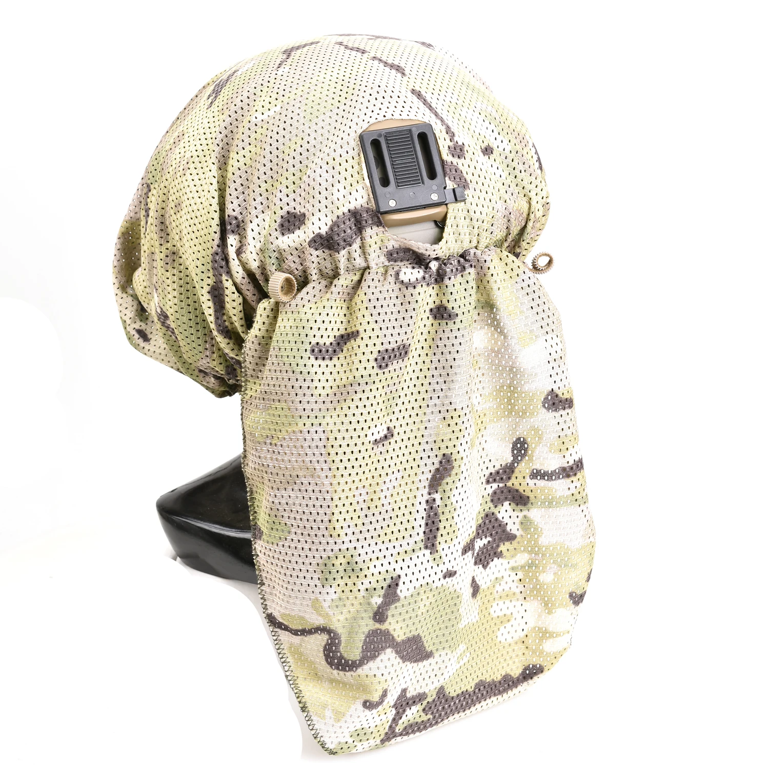 Tactical Low Visibility Helmet Cover with Face Curtain Mask, Breathable Anti-IR Mesh for Tactical Helmets