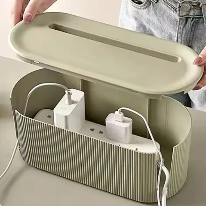 Large Cable Management Box Organizer Power Strip & Cords Sockets, Plugs, Chargers, Modem Dust Proof Home Office Desk Storage