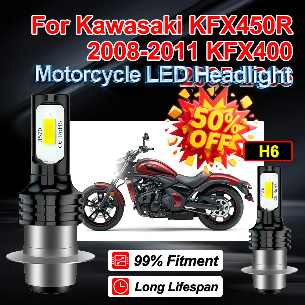 

1X 2X H6 для Kawasaki KFX450R 2008 2009 2010 2011 KFX400 2005 2006, светодиодная фара, ампула 150 Вт, вспомогательный свет Hi-Lo