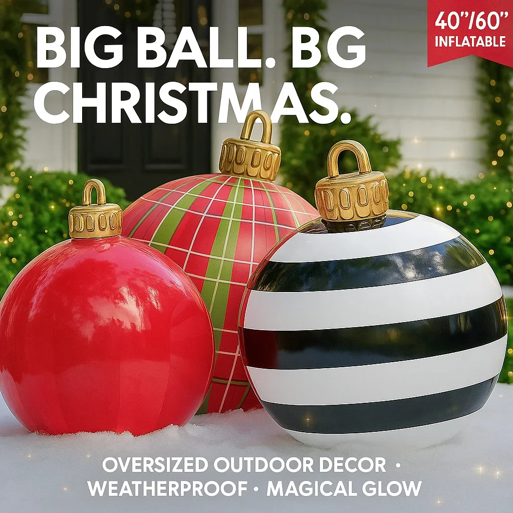 

Надувной рождественский шар из ПВХ со светодиодной подсветкой, большой уличный воздушный шар для двора, украшение, праздничное праздничное украшение для дома