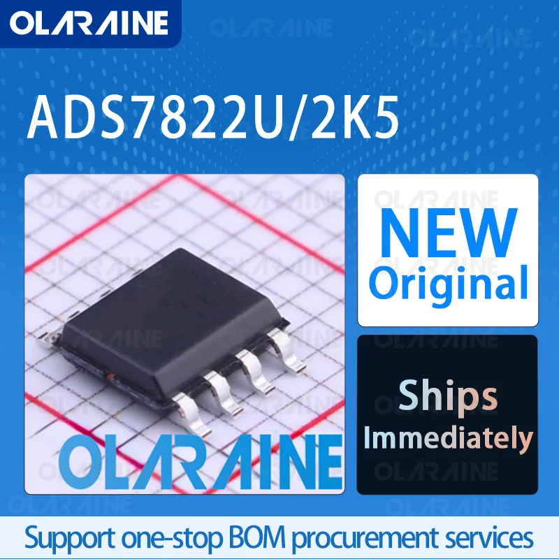 1/5/10Pcs ADS7822U/2K5 SOIC-8 original ic chip Analog-to-digital converters - ADCs RoHS 1 Channel 3-Wire Sampling ratio 200 kS/s
