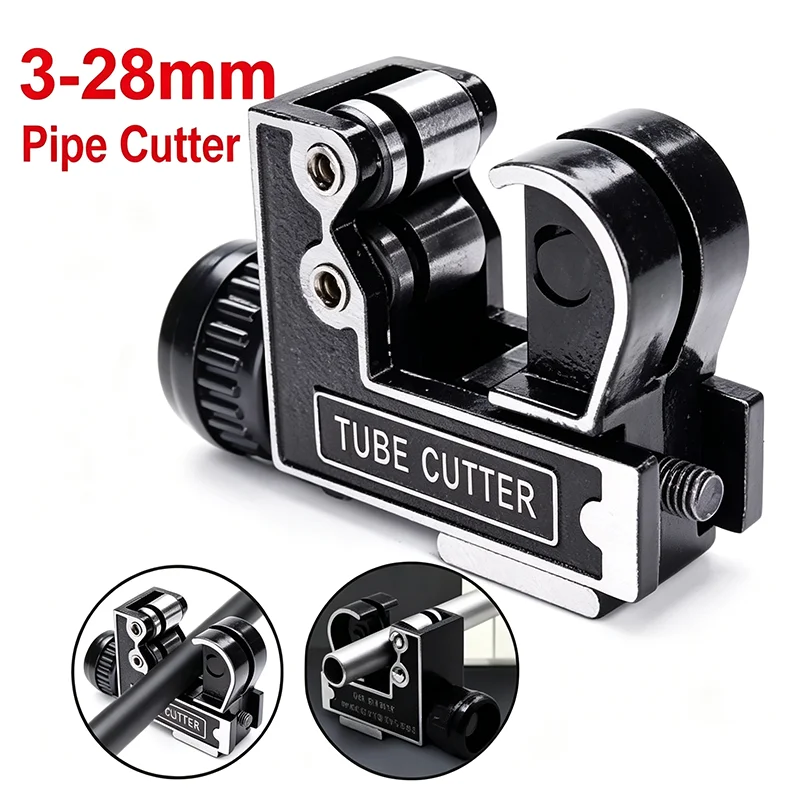 3-28mm Mini Tube Cutter Portable Copper Aluminum Pipe Cutting Tool HVAC Refrigeration Plumbing Repair DIY Hand Tubing Cutter