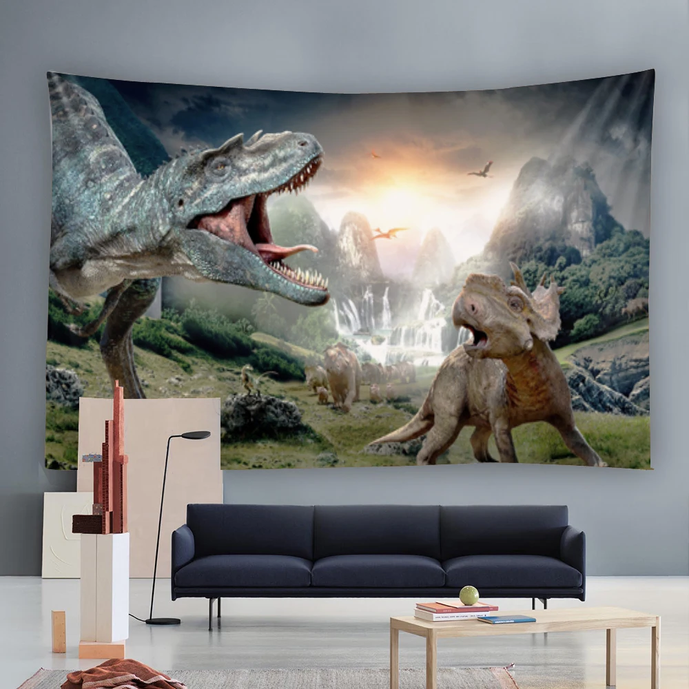 Tapiz de dinosaurios para colgar en la pared, hojas decorativas para el hogar, toalla de playa, esterilla de Yoga, manta, mantel, tapiz de pared