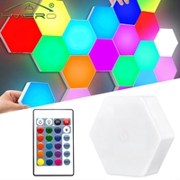 6Pcs Home RGB LED Quantum Hexagon Touch Sensor Wall Led Honeycomb Colorful Modular Control Room Night Light for Bedroom Decorati