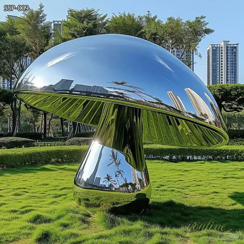 

Stainless steel giant mushroom sculpture large outdoor metal statue garden decoration