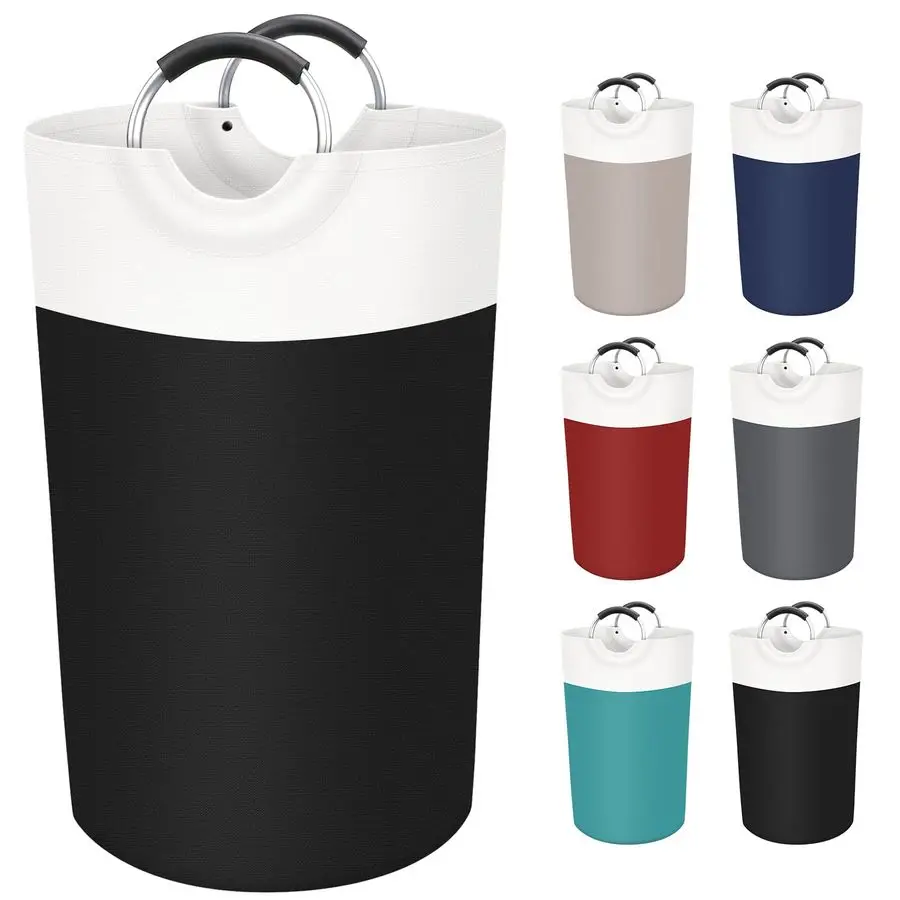 

90L Laundry Basket, Freestanding Laundry Hamper, Collapsible Dirty Clothes Hamper, Waterproof Fabric with Foam Protected Aluminu