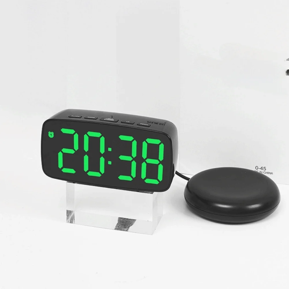 LED Large Screen Super Loud Vibrating Alarm Clock Temperature and Date Display Adjustable Brightness Electronic Alarm Clock