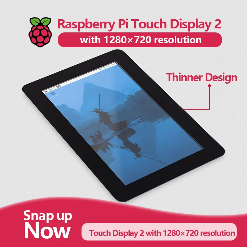 Official Raspberry Pi Touch Display 2 with 1280×720 resolution, thinner design