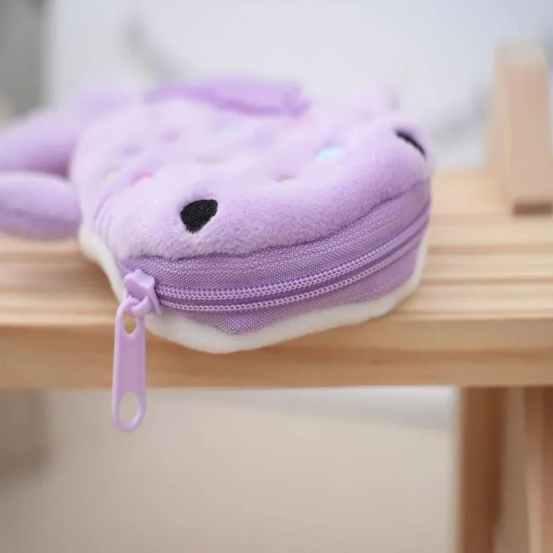 กระเป๋าใส่เหรียญรูปฉลามสีฟ้าและวาฬน้อยน่ารักสำหรับผู้หญิง กระเป๋าใส่เหรียญเล็กๆ ใส่กุญแจ หูฟัง ซิปแบบพลัช แฟชั่น