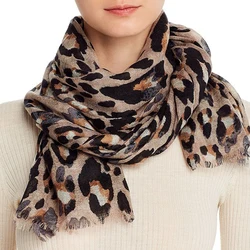 Female Winter Large Size Pashmina Scarf Leopard Print Cashmere Shawl for Women Luxury Designed Stole Thick Pareos Muffler