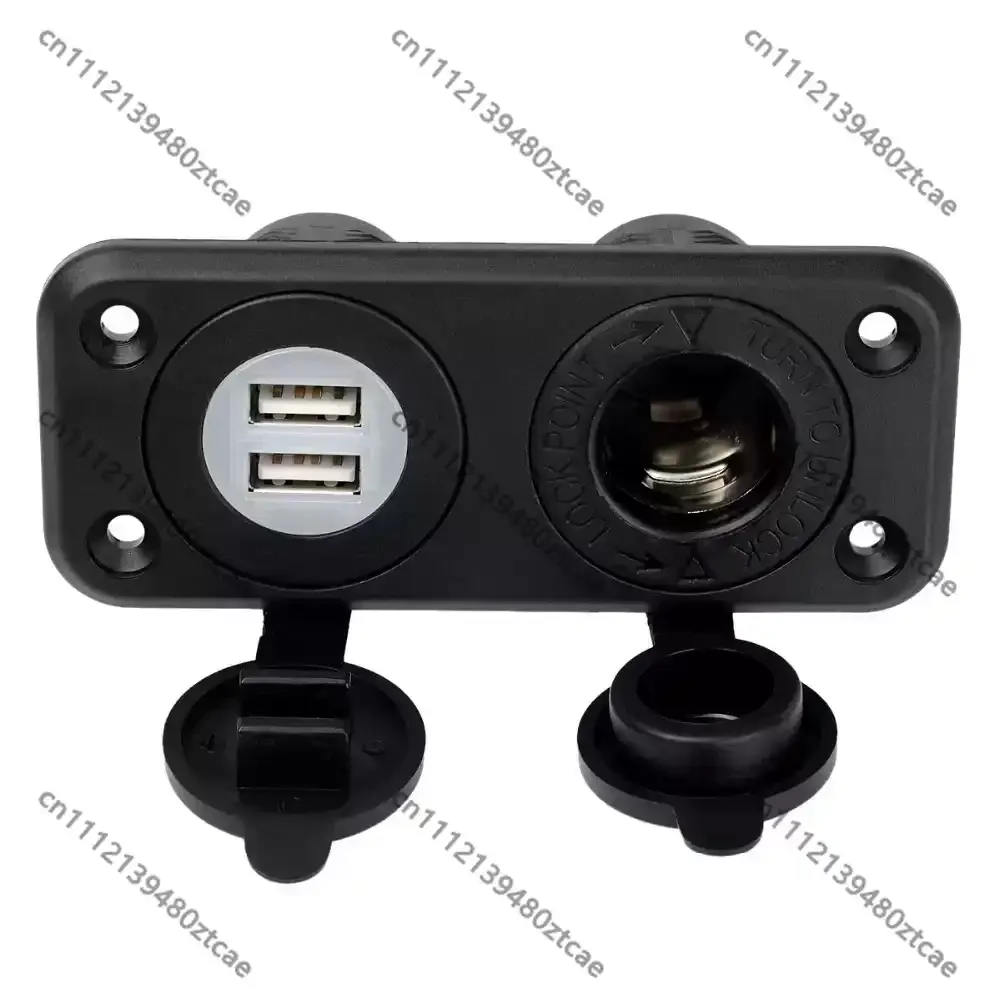 12V 24V Dual Cigarette Lighter Socket Panel Dual 2.1A USB Port Vehicle Power Modified Outlet