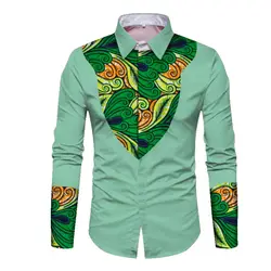 Men African Print Shirt Clothes Long Sleeve Cotton Slim Fit  Lapel Shirt Tops Men Personal Custom Plus Size WYN352