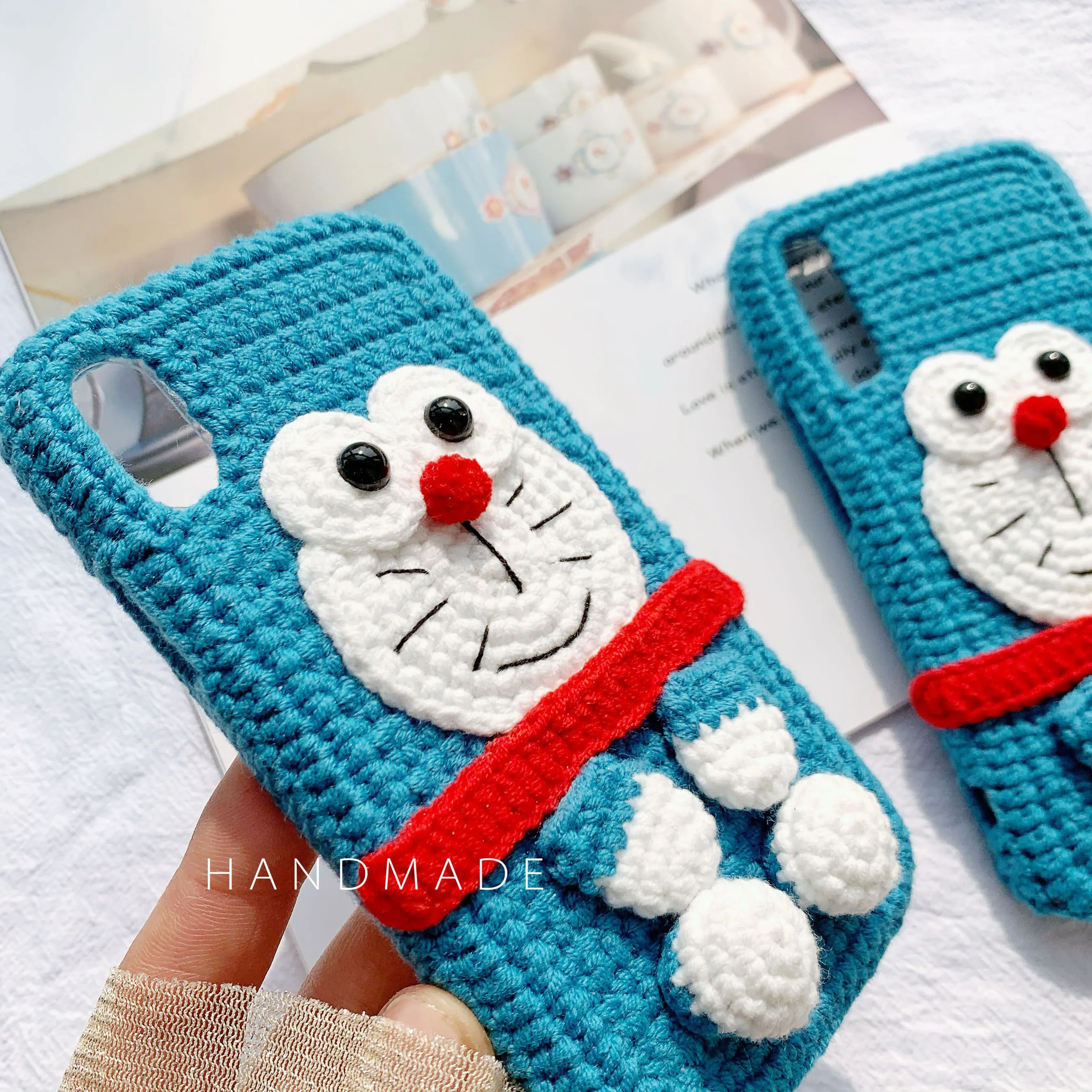 เคสป้องกันสำหรับตกแต่งโทรศัพท์มือถือลายการ์ตูนตุ๊กตาถักโครเชต์แบบสร้างสรรค์รูปแบบต่างๆสามารถปรับแต่งได้