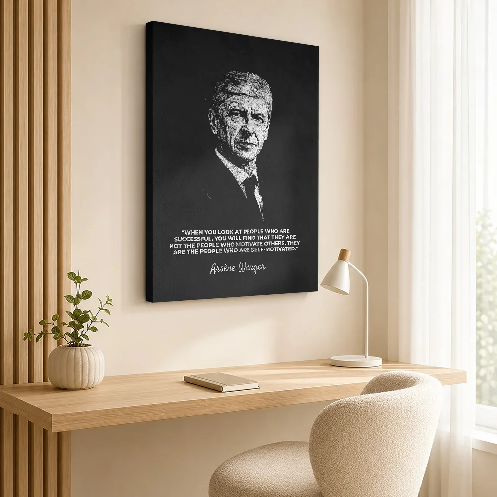 Arsene Wenger Motivational Quote Framed Canvas Poster Bold Text Wall Decor With Personalized Photo For Home Gym Ideal Coach Gift