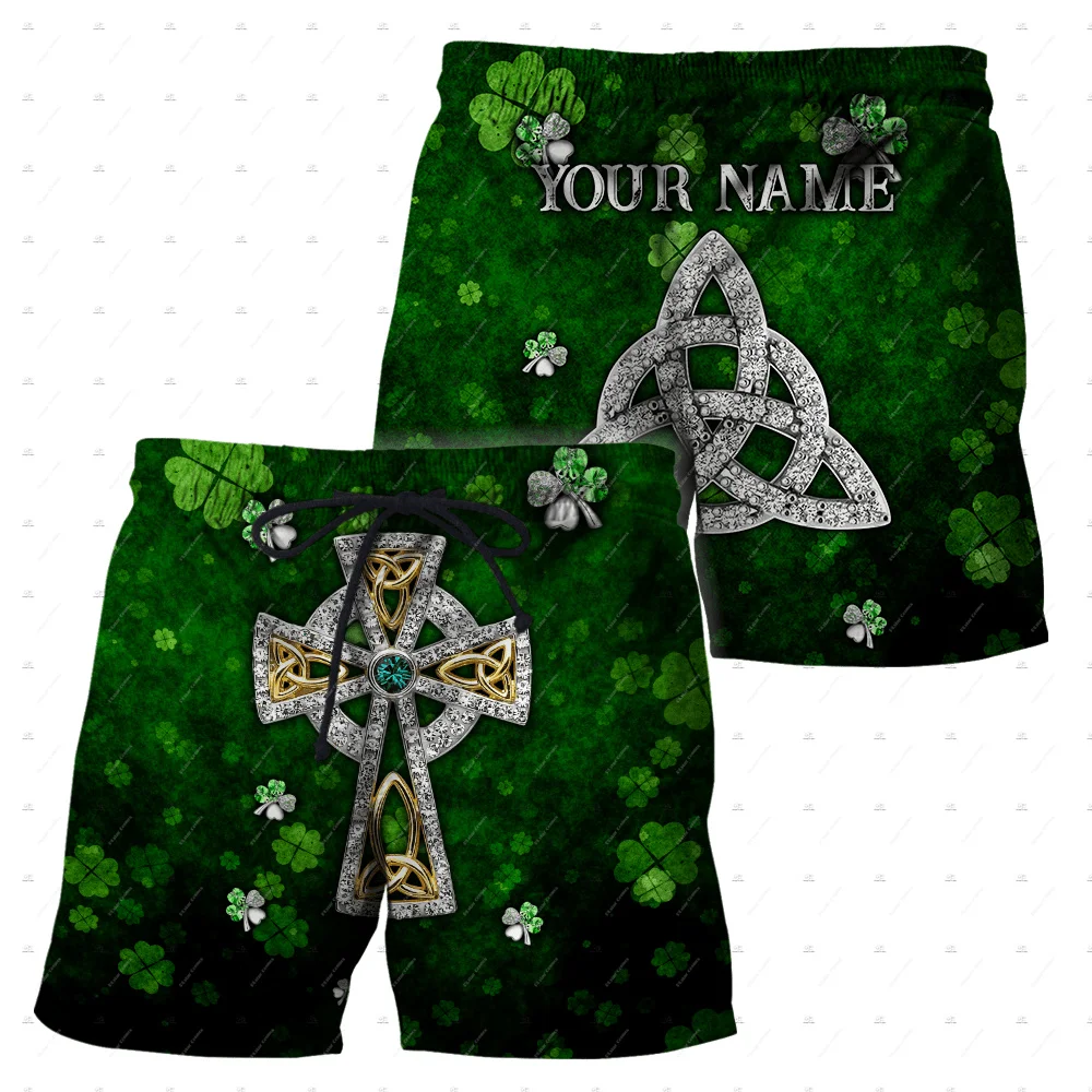 

Пользовательское имя, ирландский флаг страны Ирландии, винтажные летние пляжные шорты с 3D принтом в стиле Харадзюку, повседневные пляжные шорты, брюки X3