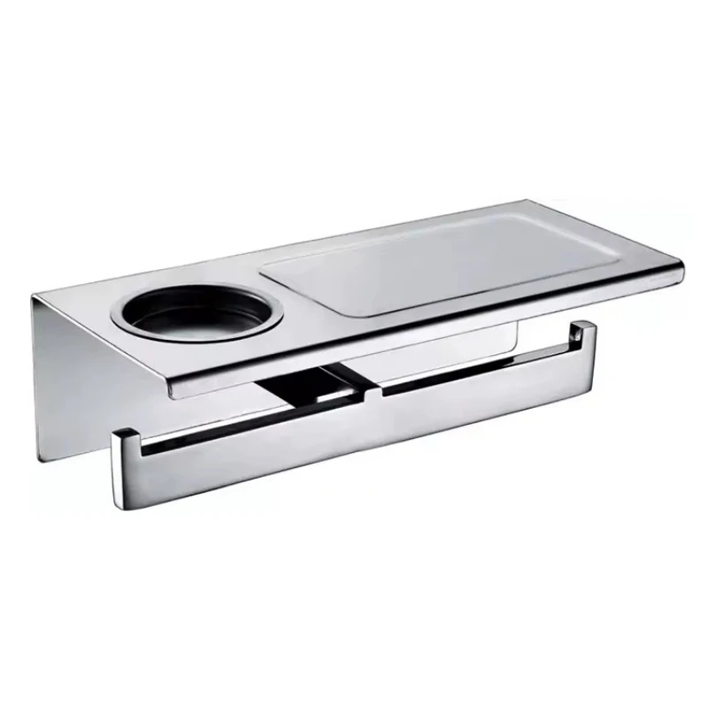 Modern Style Chrome Wall Mounted Tissue Holder Multifunctional Tissue Holder Bathroom Accessories