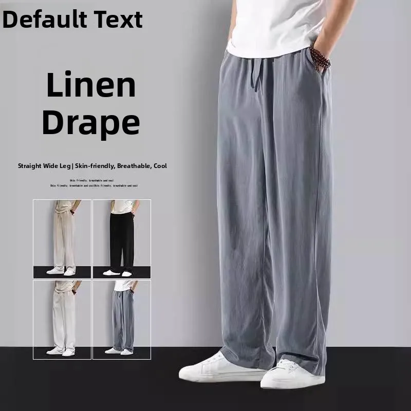 

Lightweight Breathable Linen Men's Summer Loose Straight Leg Cotton Linen Casual Wide Leg Long Pants Comfortable Spring Autumn
