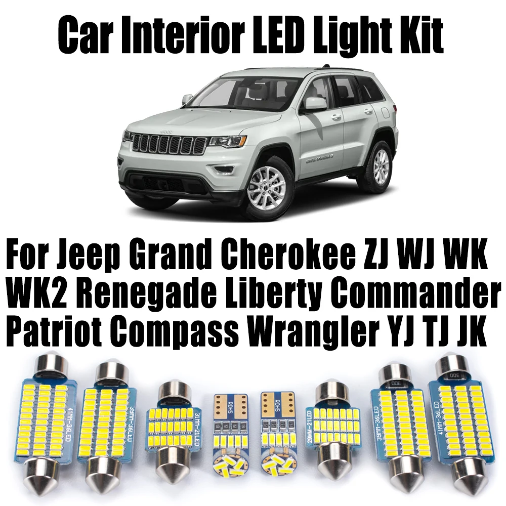 

Car LED Interior Map Light Kit For Jeep Grand Cherokee ZJ WJ WK WK2 Renegade Liberty Commander Patriot Compass Wrangler YJ TJ JK