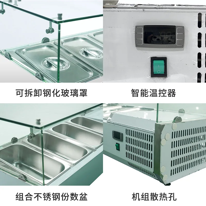 Commercial salad Sprinkling Fruit fishing Glass display case Pizza table Refrigerated salad fresh-keeping cabi