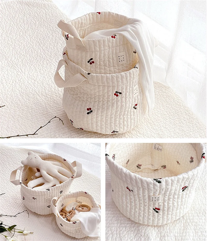 Toy Storage Bag New Diaper Bag Nappy Caddy Baby Items for Newborn Crib Organizer Bedding Cotton Embroidery Mommy Bag Bebe