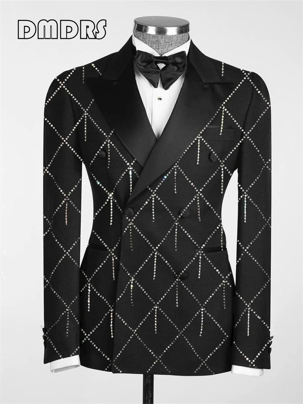 

Handmade Luxury Men's Suit Jacket for Stage, Formal Slim Fitting Shiny Suit Coat with Crystals Tailored Size XXS-7XL Suit Blazer