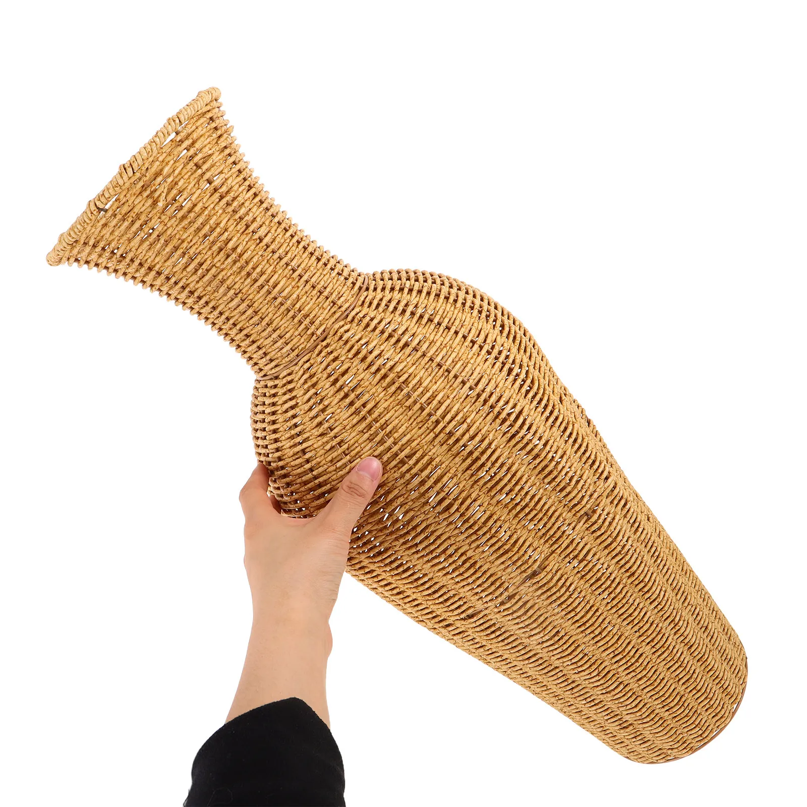 Simulation Rattan Woven Large Flower Vase Tall Floor Vase Rustic Decorative Holder for Dried Flowers Pampas Grass