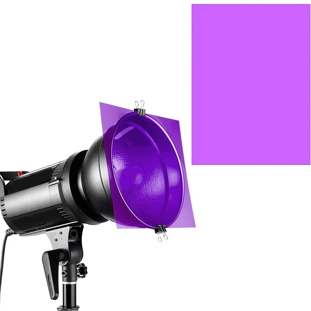 Lot de 9 pièces de filtre gel pour éclairage, couleur violette, superpositions colorées, pour film, vidéo, photo, scène