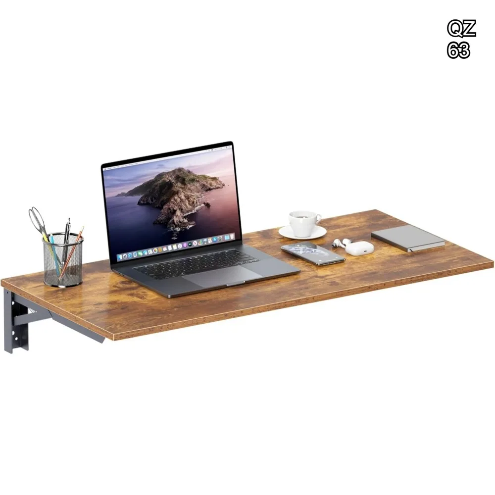 

Складной настенный стол для тяжелых условий эксплуатации, 36x20 дюймов, компактный рабочий стол для дома, офиса, кухни, цвет: рустик-коричневый