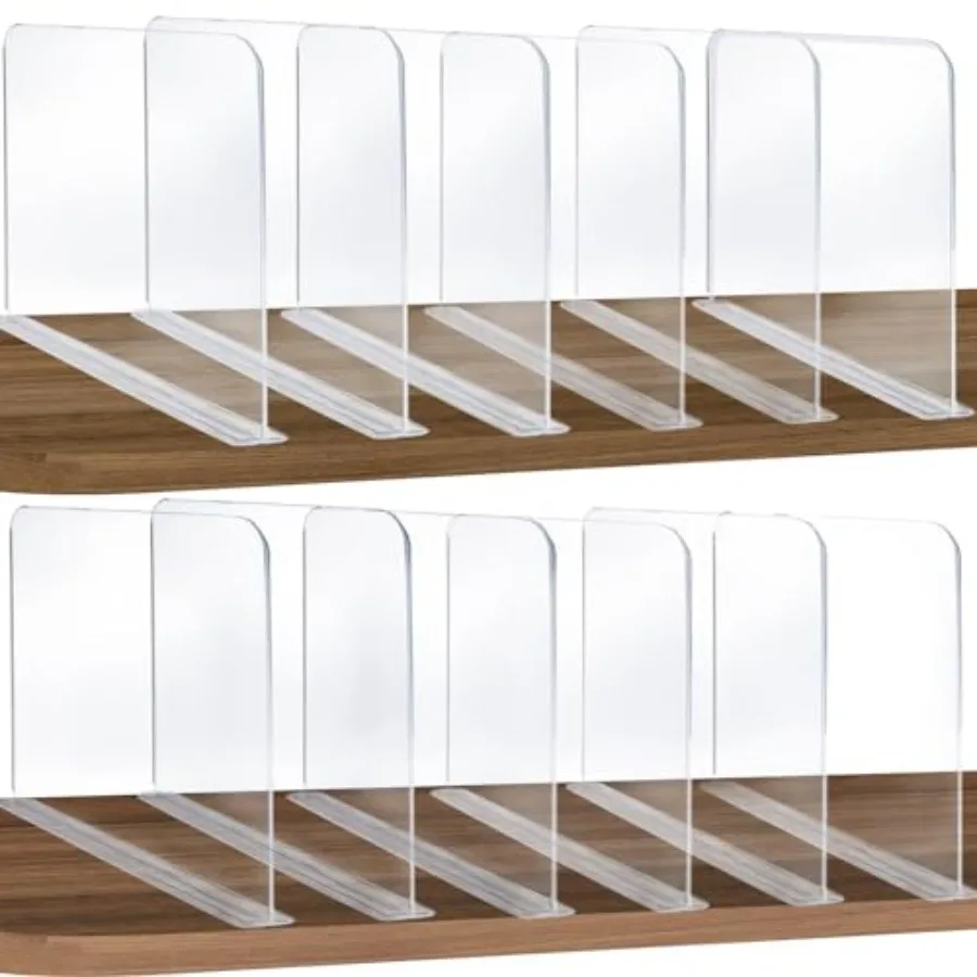 

ROUFA Shelf Dividers Acrylic Closet Dividers Fit for Any Thickness of Shelves 12pcs Multi-Purpose Wood Shelf Separators for Bed