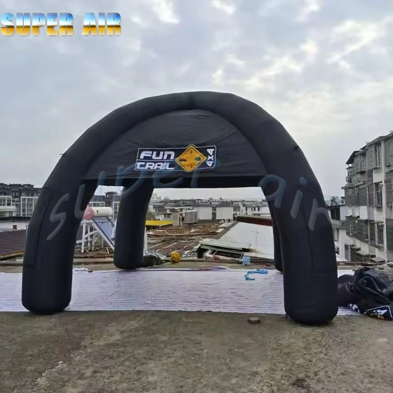Logotipo personalizado con tienda de araña inflable negra de cuatro patas para comerciales