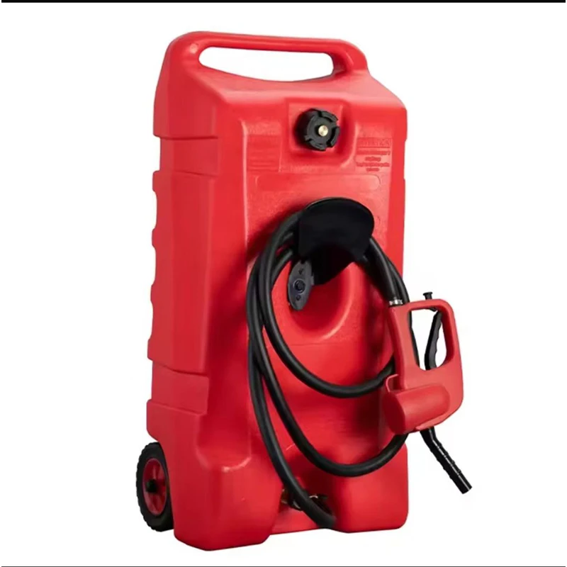 

53L 14 Gallon Portable Gas Fuel Tank Container 10 Foot Long Hose with LE Fluid Transfer Siphon Pump Dispensers Type Fuel Caddy