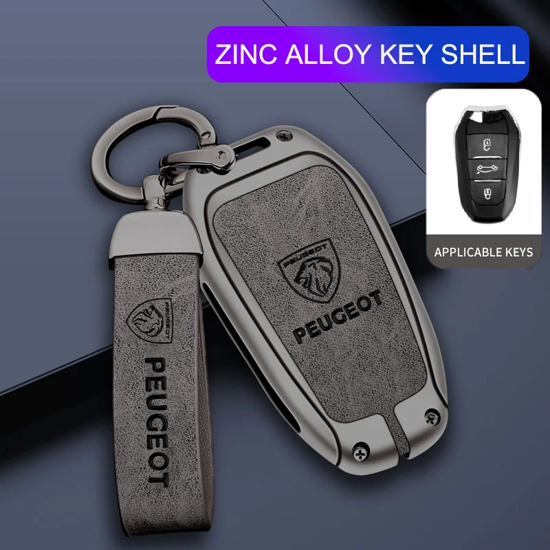 Étui de protection pour clé de voiture en alliage de zinc pour Peugeot 308 408 508 2008 3008 4008 5008, accessoires de porte-clés de voiture