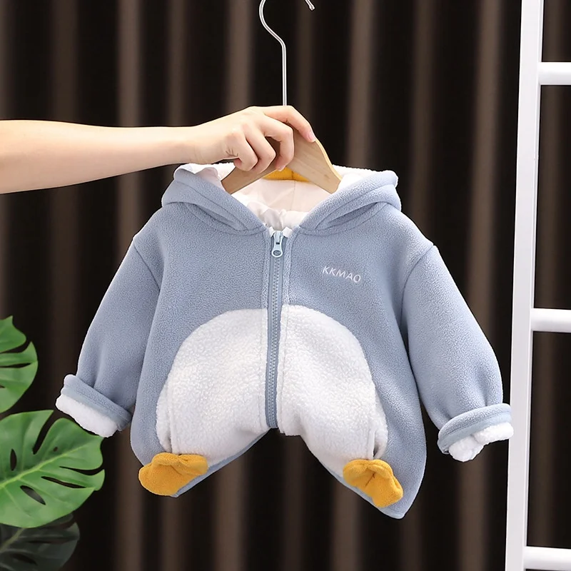 Kids Boys Girls Cute Animal Warm Sweaters Hoodied Coats Children Zipper Clothing Flannel Comfortable Clothes