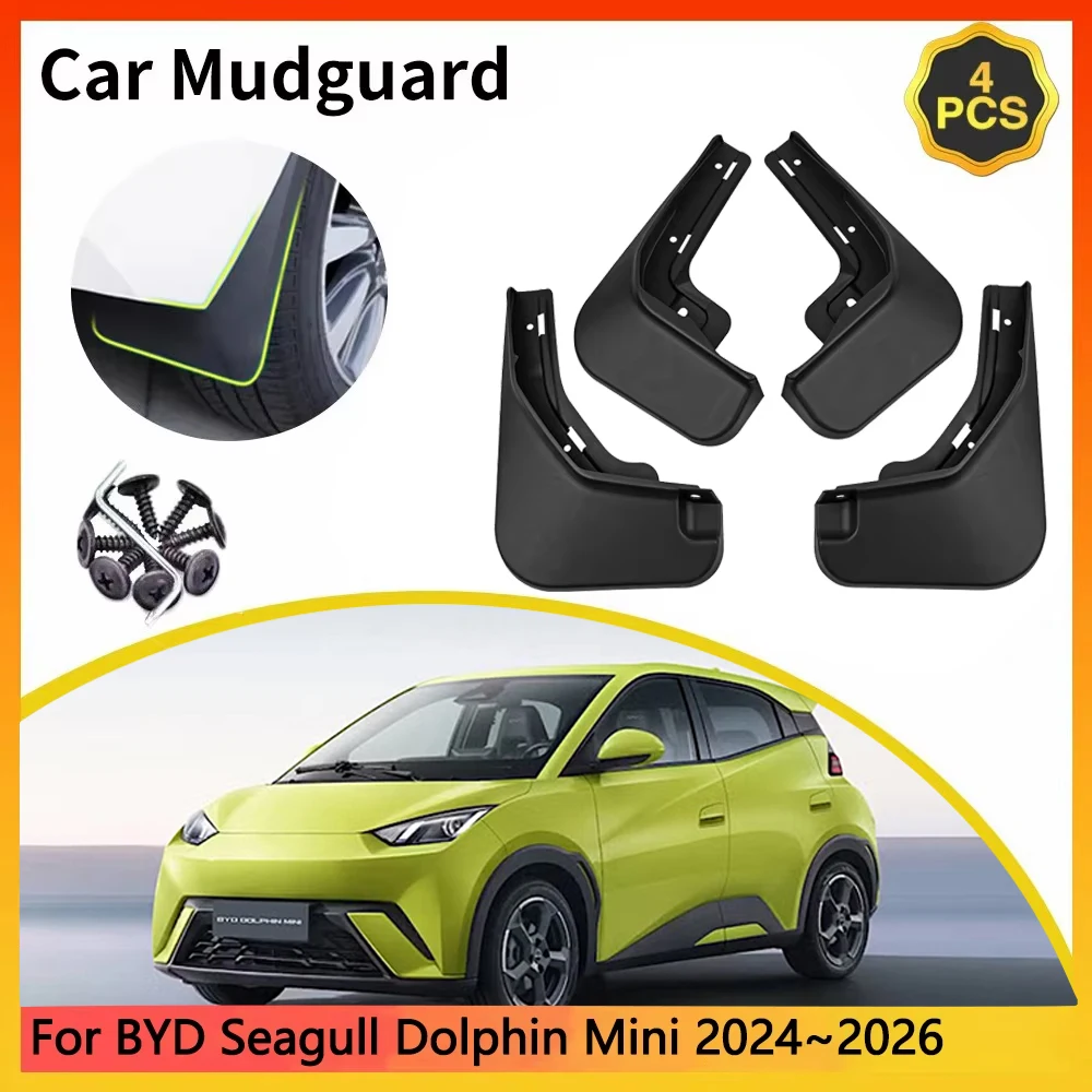 For BYD Seagull Dolphin Mini 2024~2026 2025 City Car Mudguards Mudflap Mudguard Splash Guards Mud Flaps Fender Accessories Auto