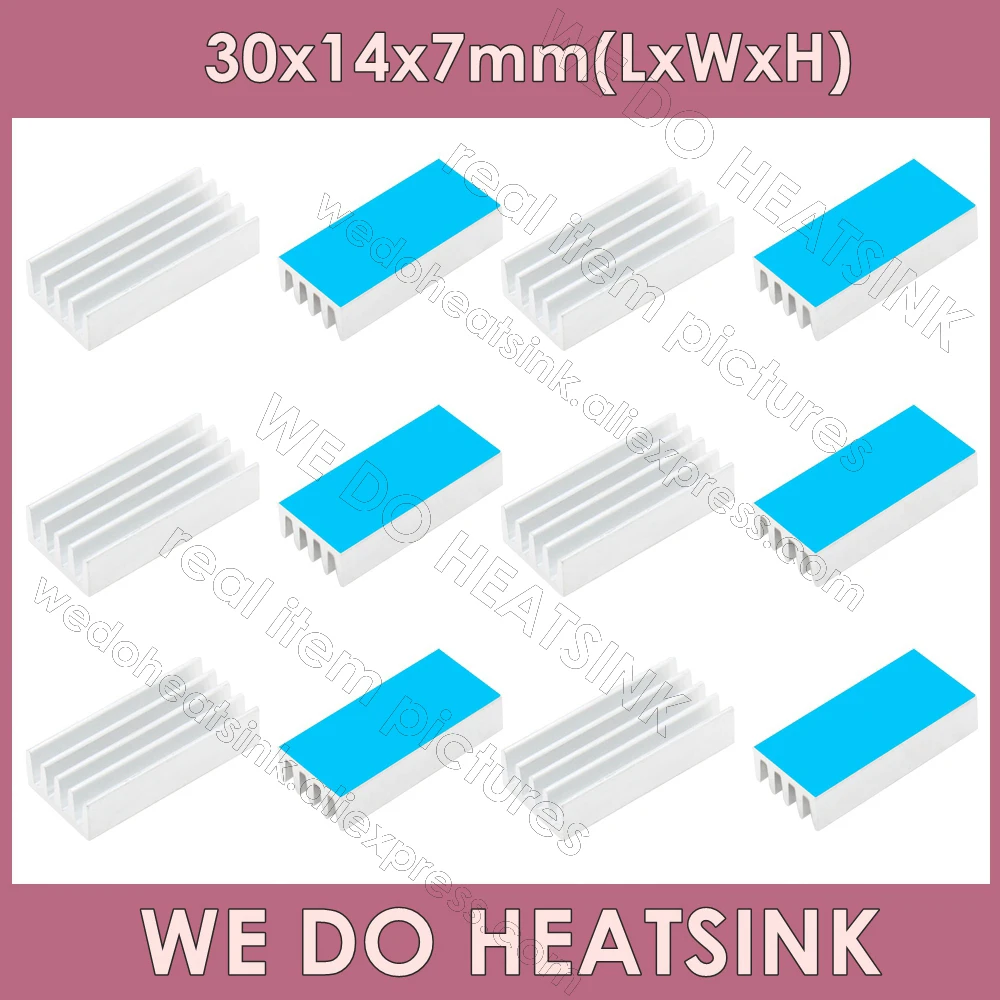 

WE DO HEATSINK 30x14x7mm Without or With Thermal Pad IC DIP AMD CPU Aluminum Silver Heatsink Cooler Raidator