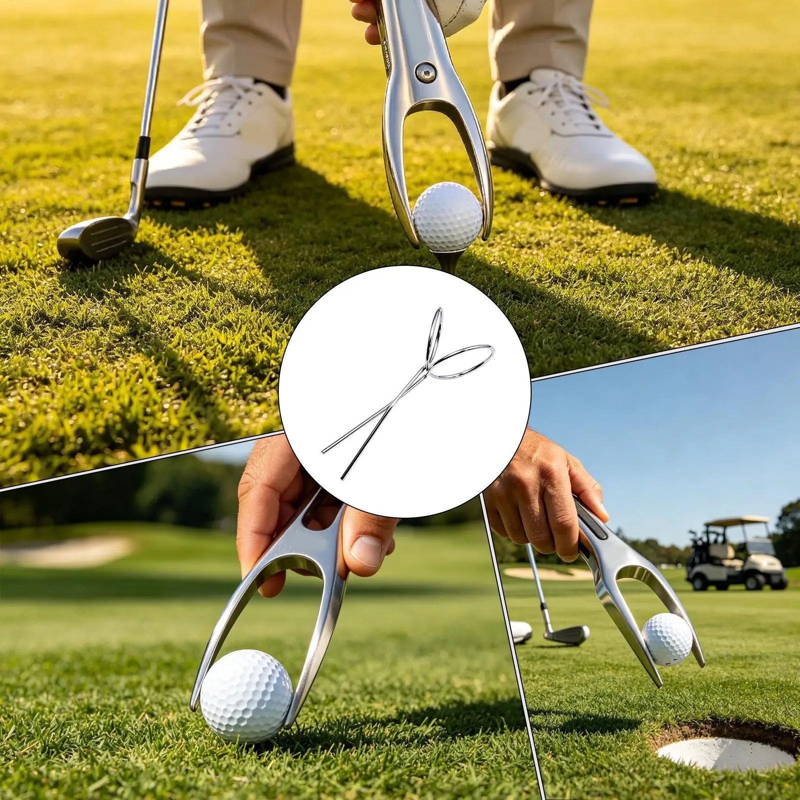 Golf Ball Retriever Portable Insertion-Type Catcher Stainless Putter Grip Golf Retriever Ball For Women Beginner Athlete view 4