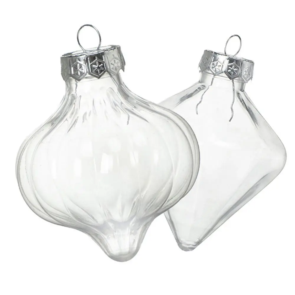 Fillable Clear Plastic Ornament Balls,with A Silver Rope and Removable Metal Cap Clear Christmas Balls Perfect for Trees