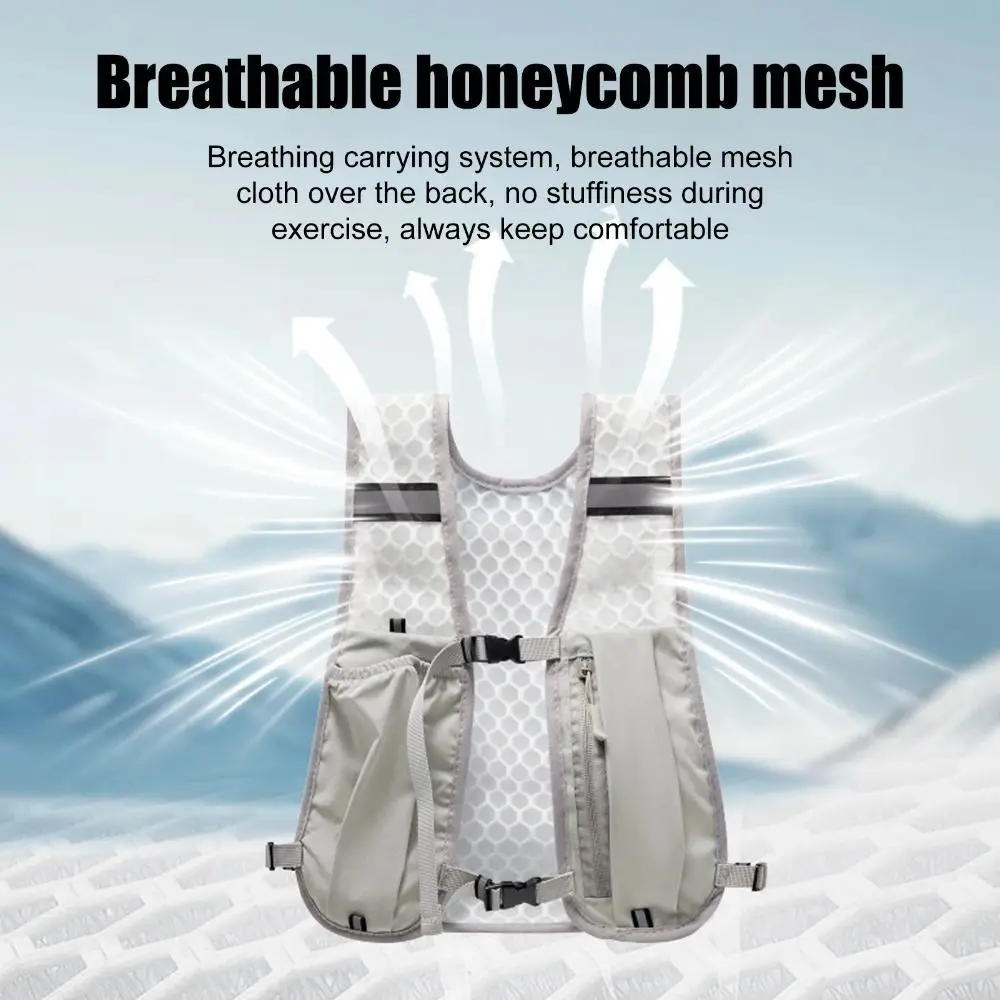 Neue Wasserdichte Nylon-Laufweste mit Flaschenhalter, Reflektierend, mit Handyhalterung, Leichte Brusttasche für Outdoor-Aktivitäten – Detail 5
