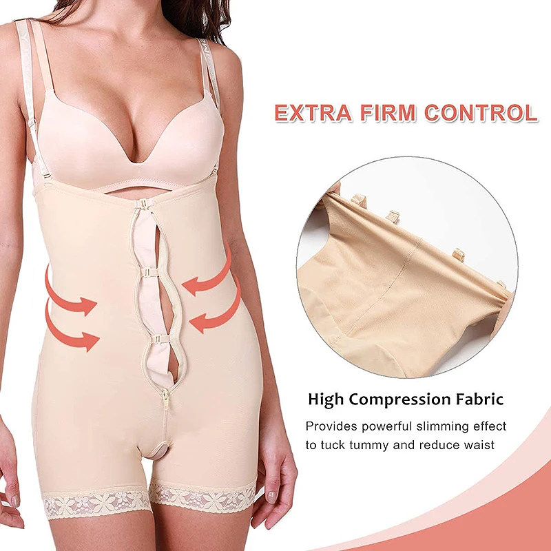 Shapewear สําหรับผู้หญิง Tummy Control Body Shaper เอวเทรนเนอร์ชุดบอดี้สูท Butt Lifter ซิปการบีบอัดเสื้อผ้า Fajas Colombianas