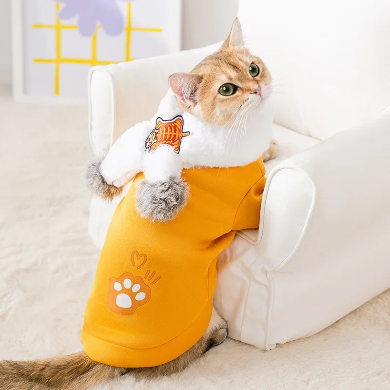 New Scarf Cat Small Tiger Patch Show Fall Warm Young Cat Hairless Cat Kitten Clothes Pet Sweater