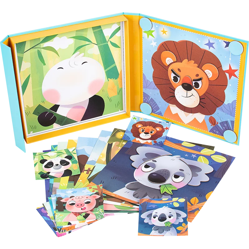 

Magnetic Animal Mix and Match Game for Creativity and Motor Skills - Book Shaped Travel/Storage Case