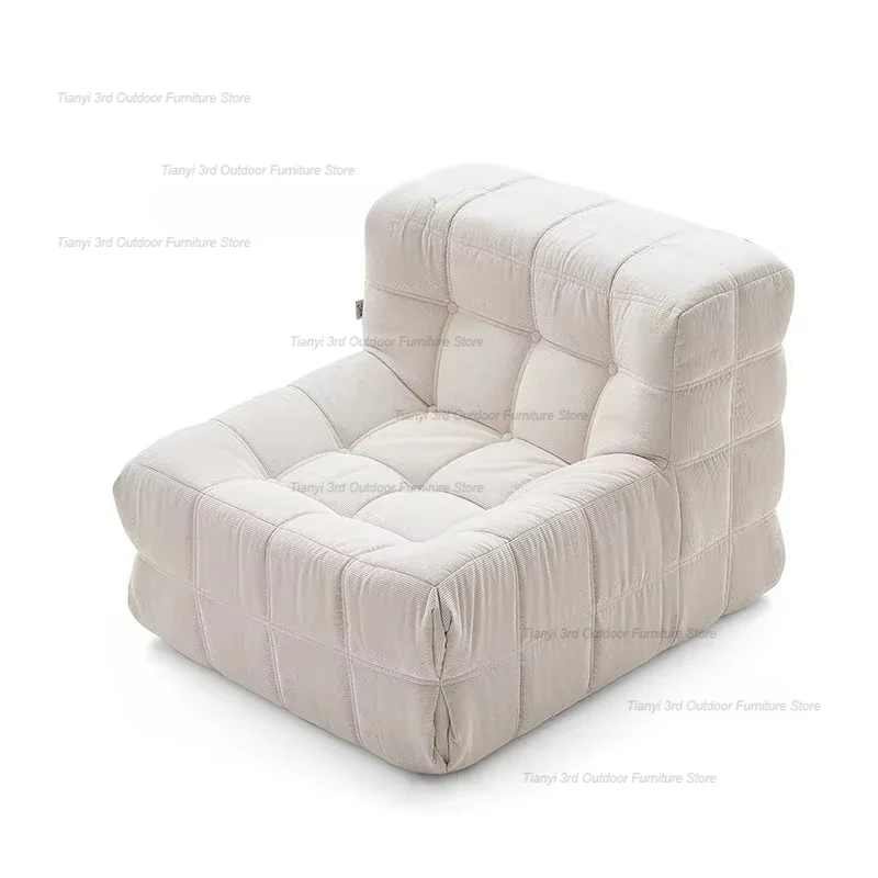 Vacuum Compression French Retro Lazy Living Room Sofa Corduroy Button Small Single Double Sofa Cream Style Home Furniture