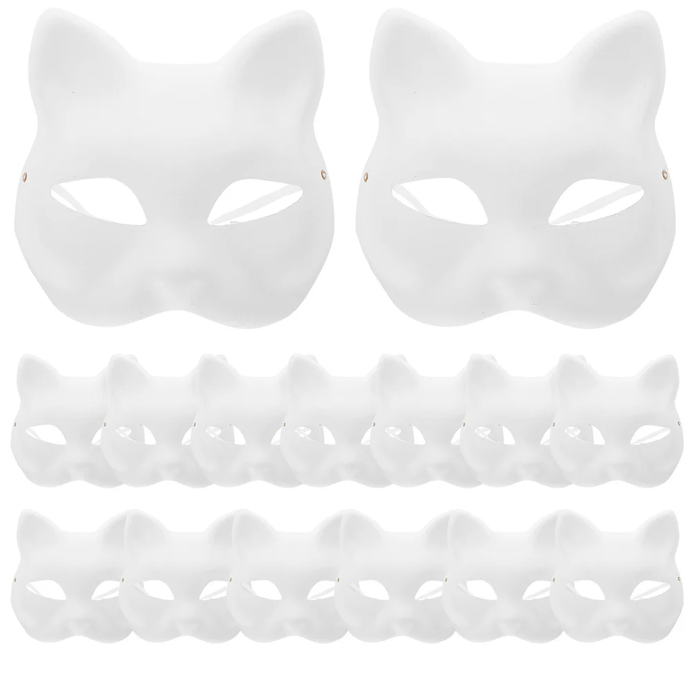 

15 Pcs Cat Mask Whisker Halloween Paper Party DIY Masks Hello Blank Animal to Decorate For Cosplay