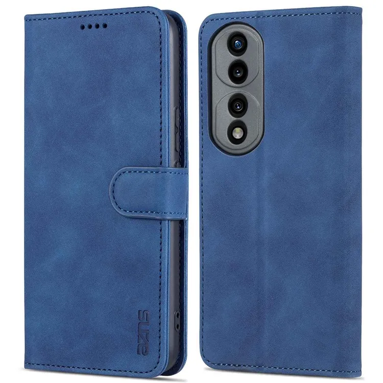 

AZNS For Honor 70 Pro 5G Drop-proof PU Leather Case Foldable Wallet Protective Phone Cover - Blue