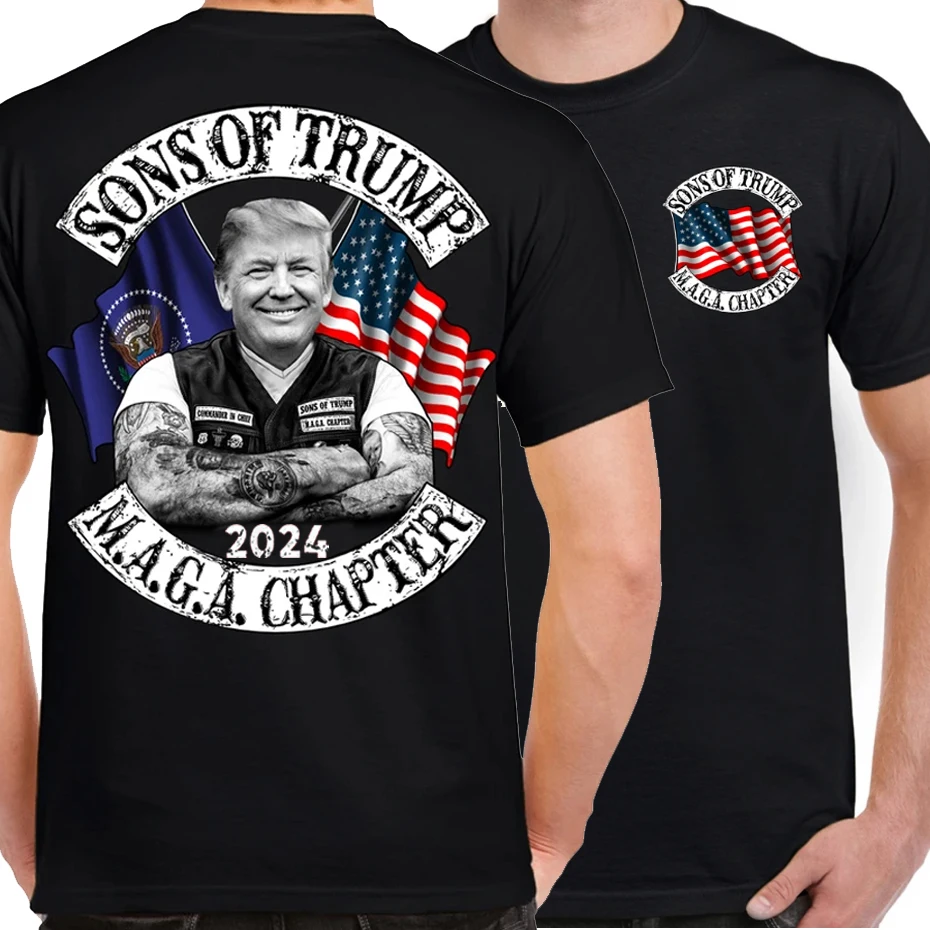 Sons of Trump M.A.G.A Chapter T-Shirt 100% Cotton O-Neck Summer Short Sleeve Casual Mens T-shirt Size S-3XL