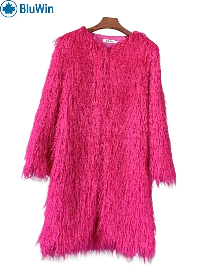 

URBANCHIC 13Colors Y2K Streetwear Faux Mongolian Lamb Fur Coat Women Winter Maxi Long Shaggy Fluffy Jacket Statement Outerwear